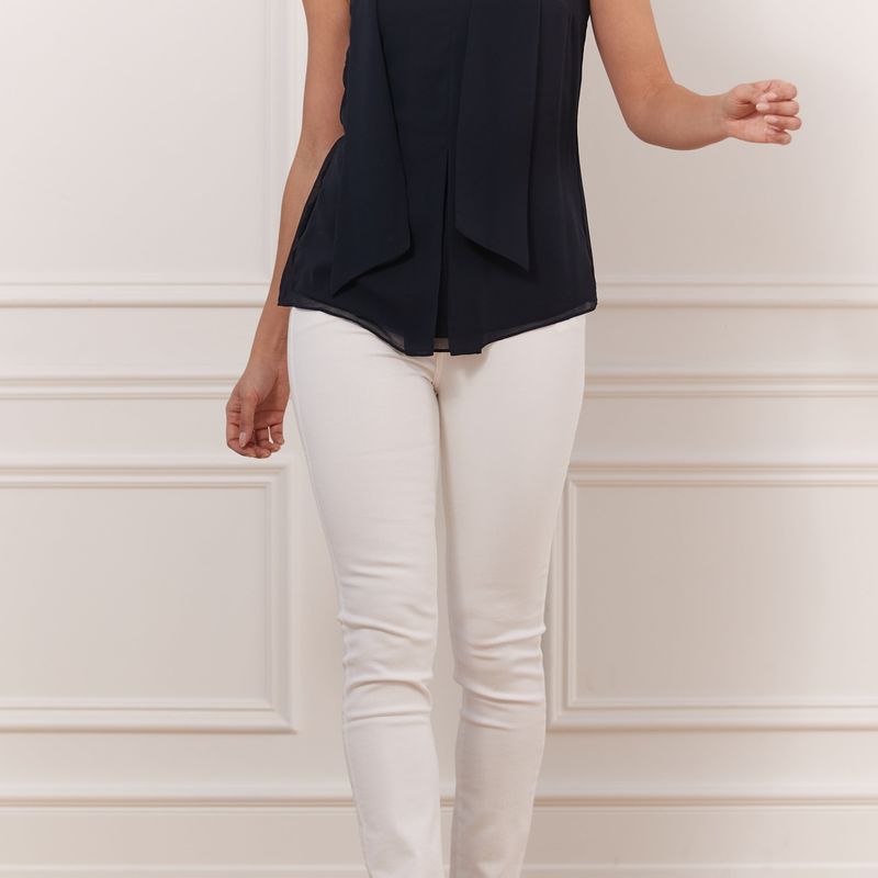 Sleeveless Top With Detachable Scarf