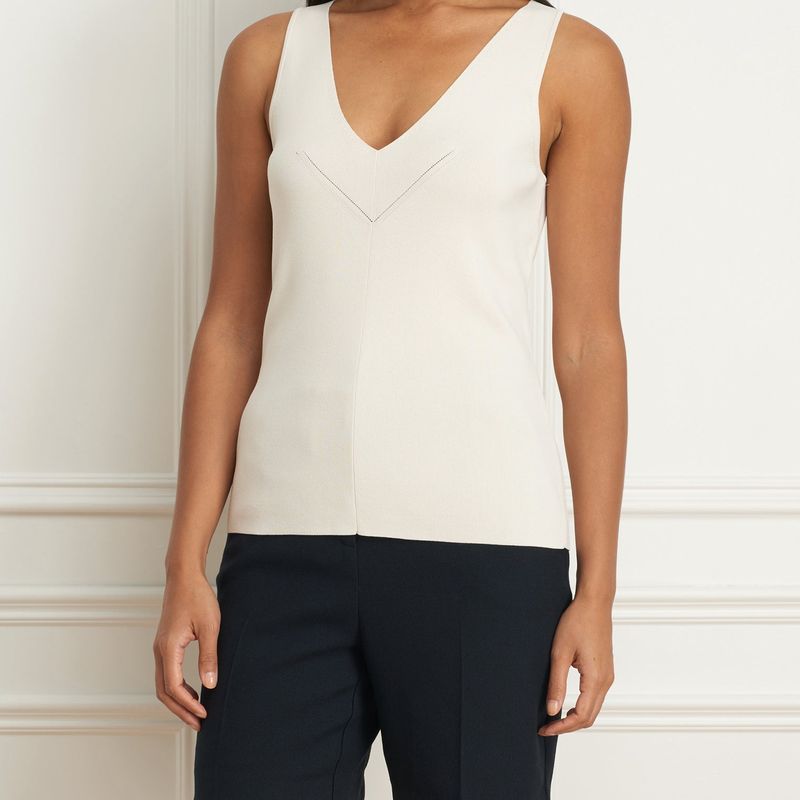 Viscose rib knit sleeveless v-neck