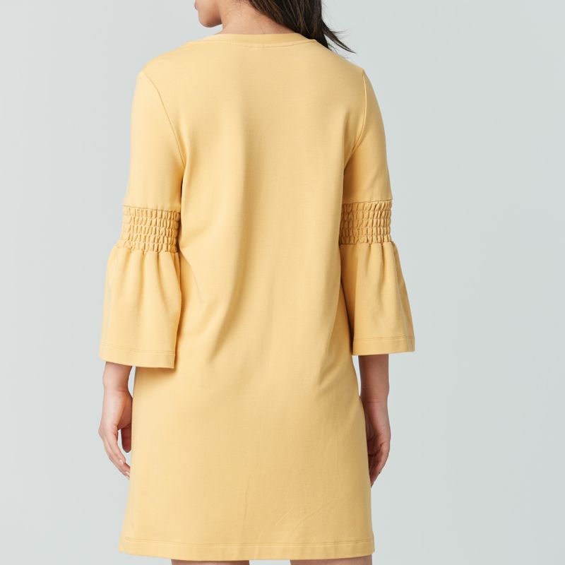 Crew neck dress with bell sleeve