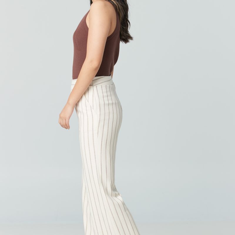 Pantalon large taille haute