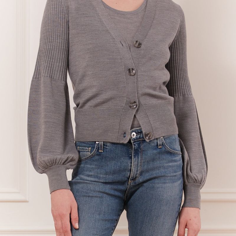 Cardigan court manche demi bouffante