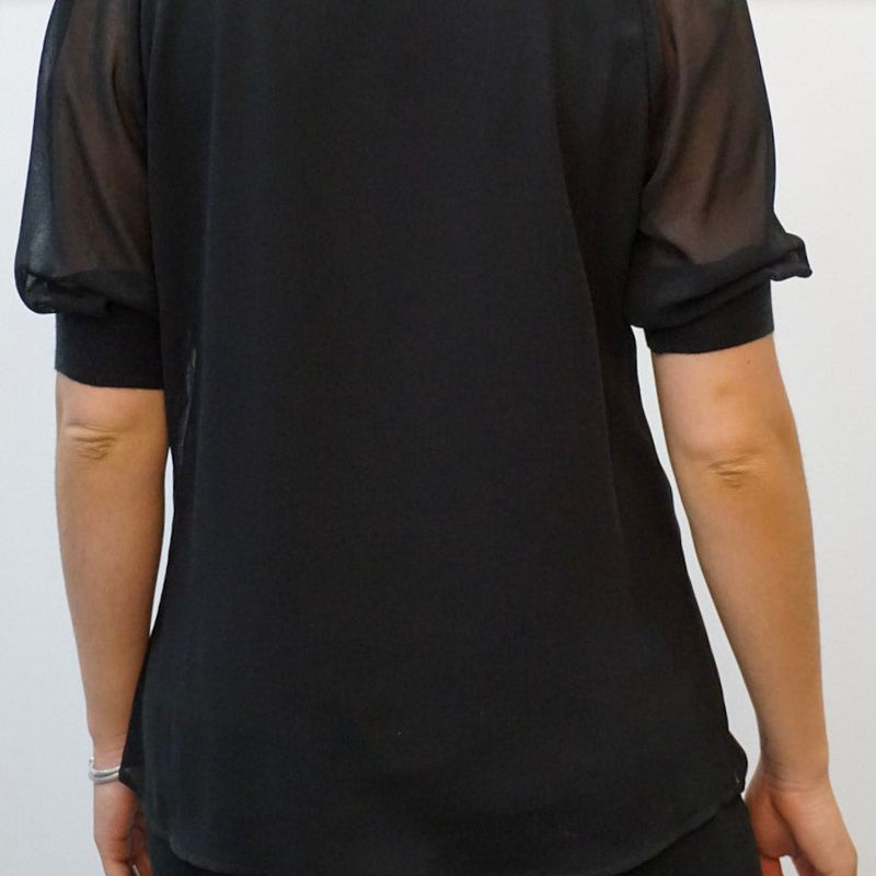 High Neck Short Sleeves Blouse
