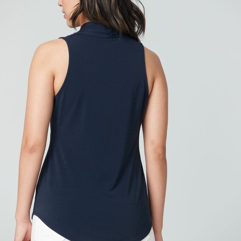 Haut sans manche en v et plis Matte jersey