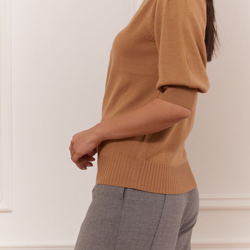 Sweater with gigot sleeve & mock neck