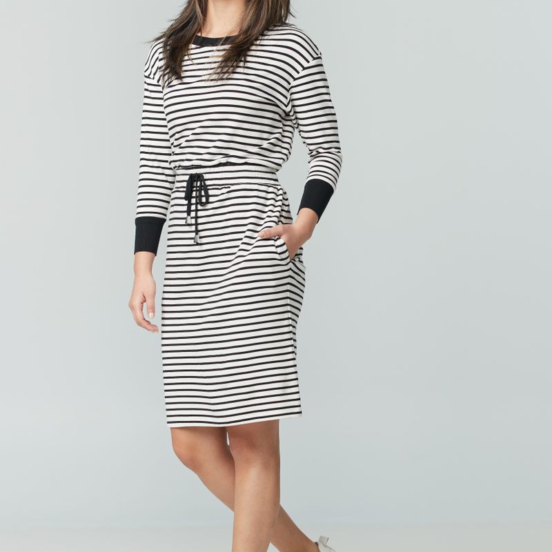 Robe avec bande contrastante & taille élastique