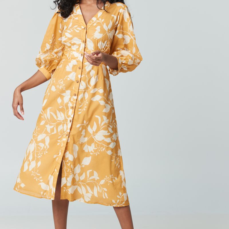 Robe boutonnée manche bouffante
