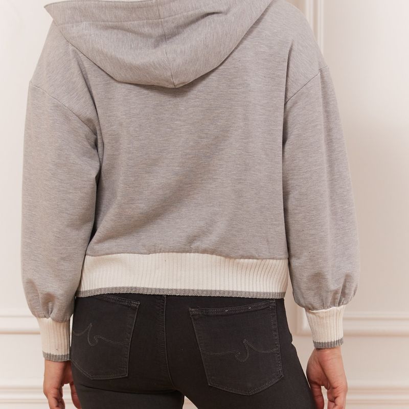 Button-up hoodie wtih rib band