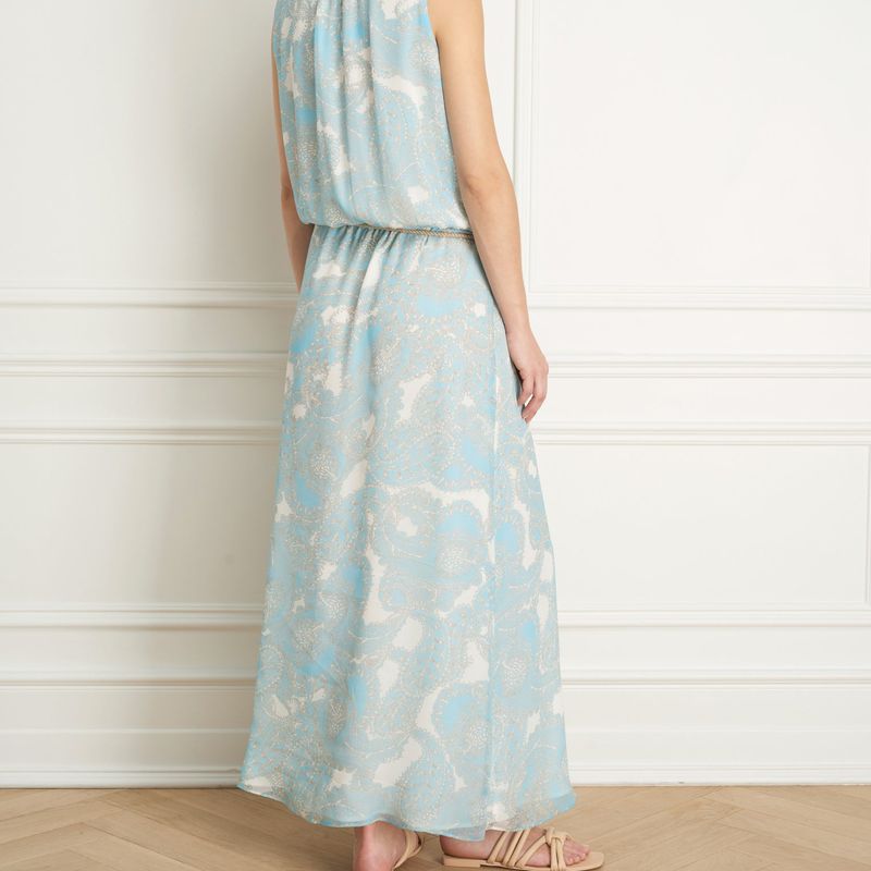 Maxi sleeveless dress wth belt