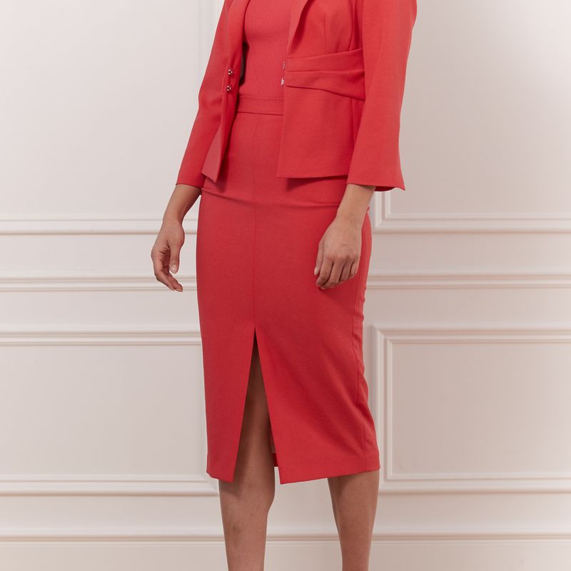 Stretch Crepe Waist Pleated Jacket
