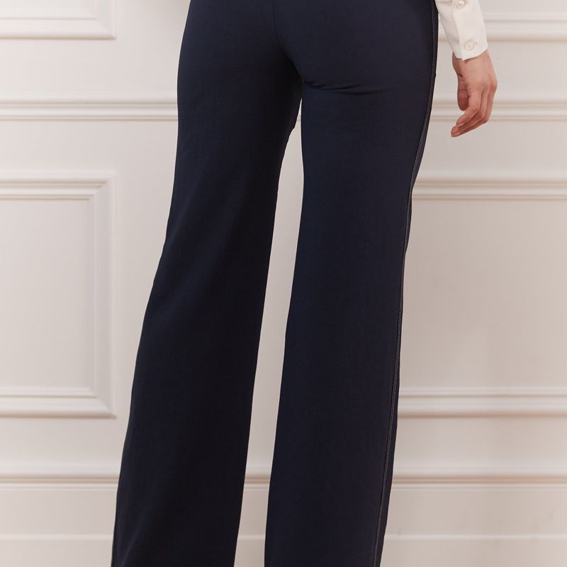 Wide Leg Pant Wth Contrasting Top Stitch