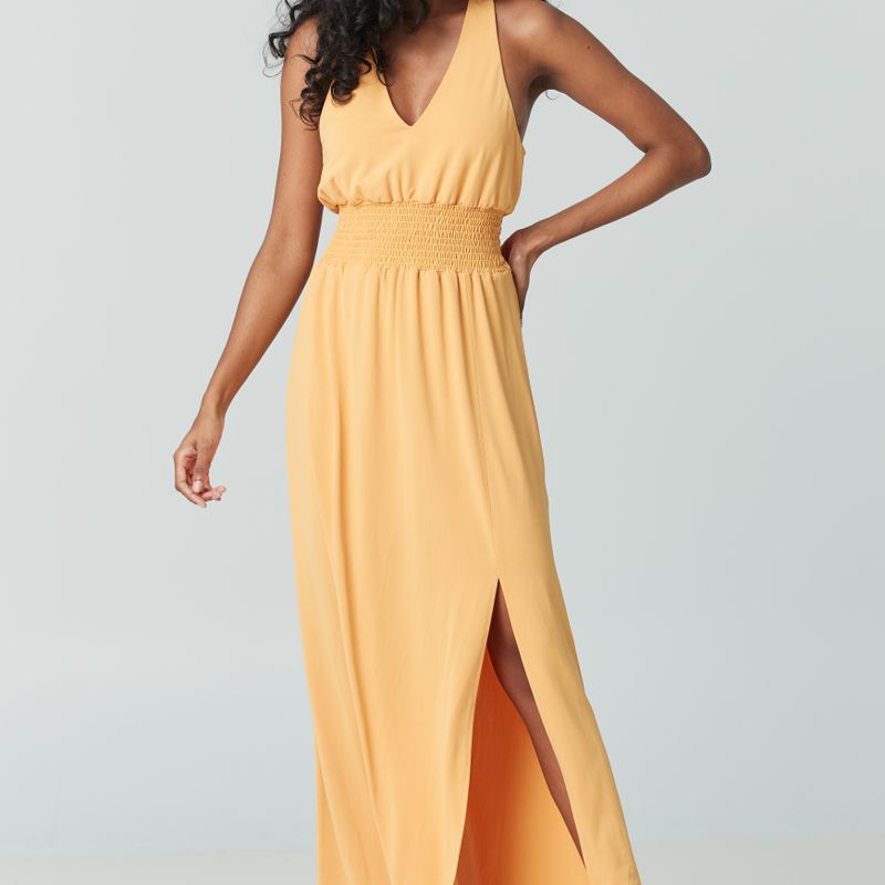 Robe maxi taille froncée