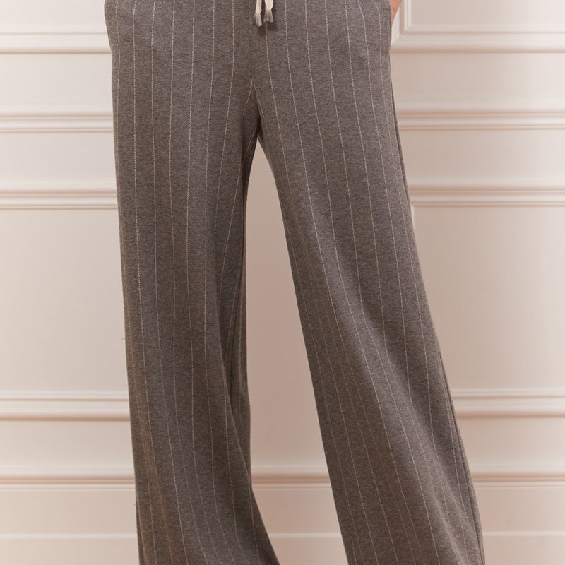 Pantalon jambe large taille en tricot