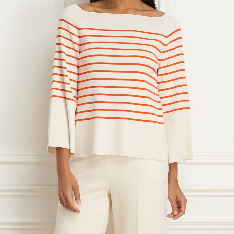 Striped boatneck Viscose rib knit