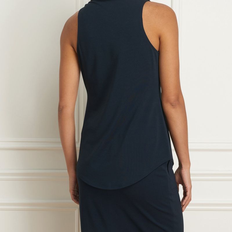 Matte jersey sleeveless pleated v-neck top