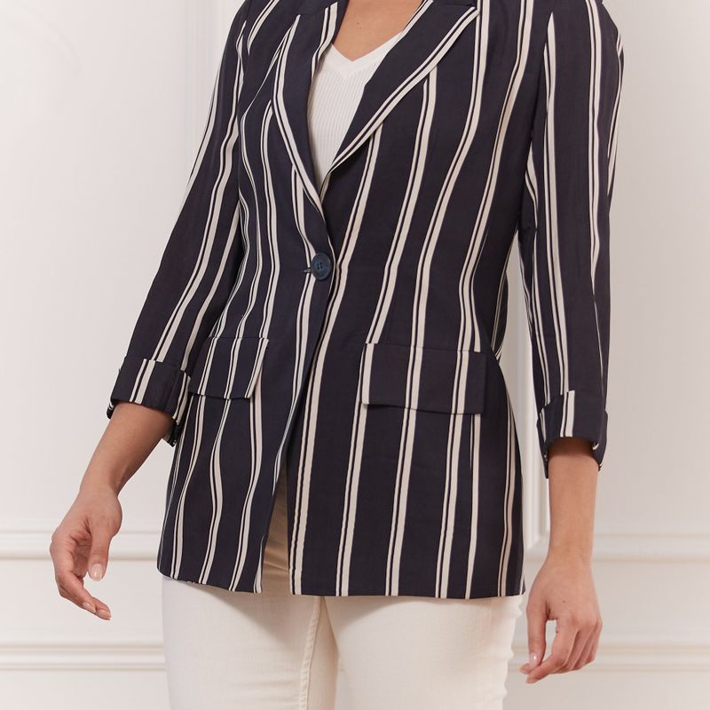 Striped Single Button Jacket