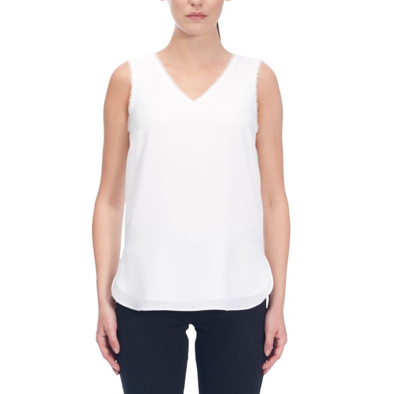 Soft Crinkle Sleeveless Top Wth Chiffon Detail