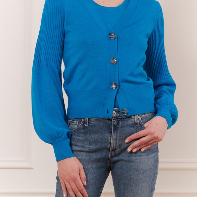 Cardigan court manche demi bouffante