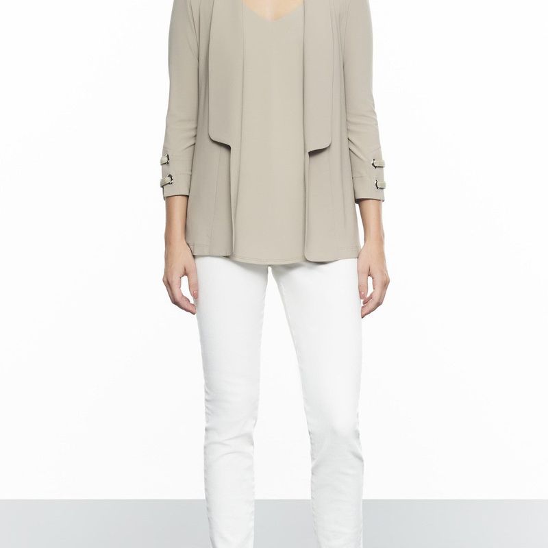 Jacket With 3/4 Sleeve And Suede Detail Eyelette