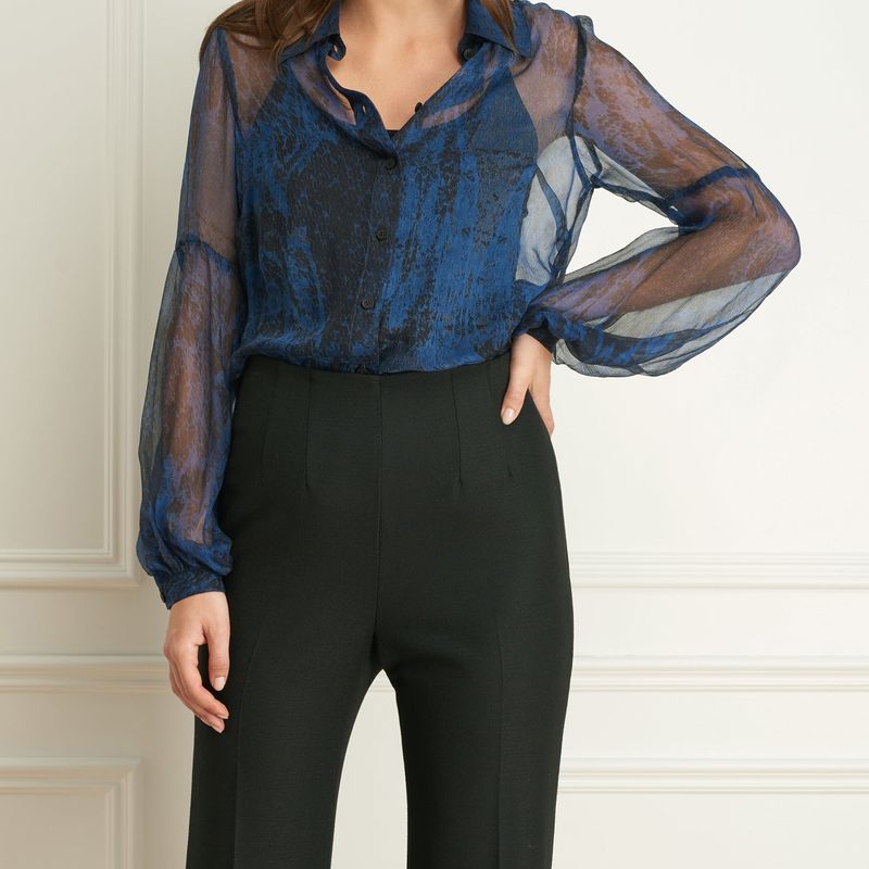 Blouse imprimée à manches bouffantes