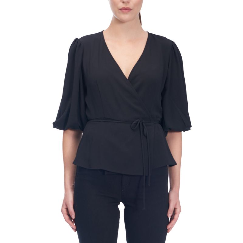 Criss-cross blouse wth bishop sleeve