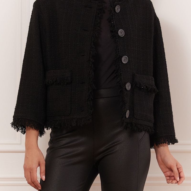 Jacket court en Tweed sans col