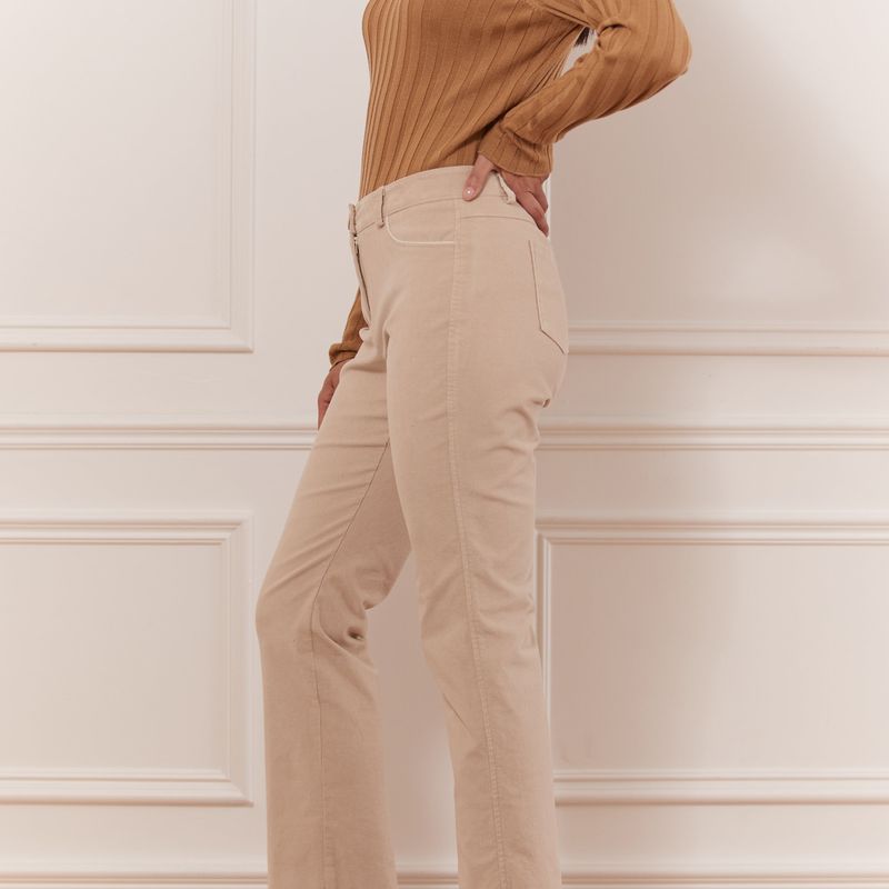 Straight leg crop pant faux suede insert