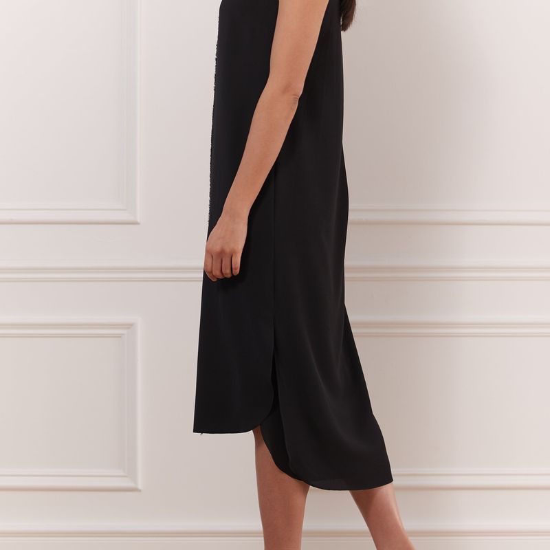Soft Crinkle Sleeveless Dress Wth Chiffon Detail