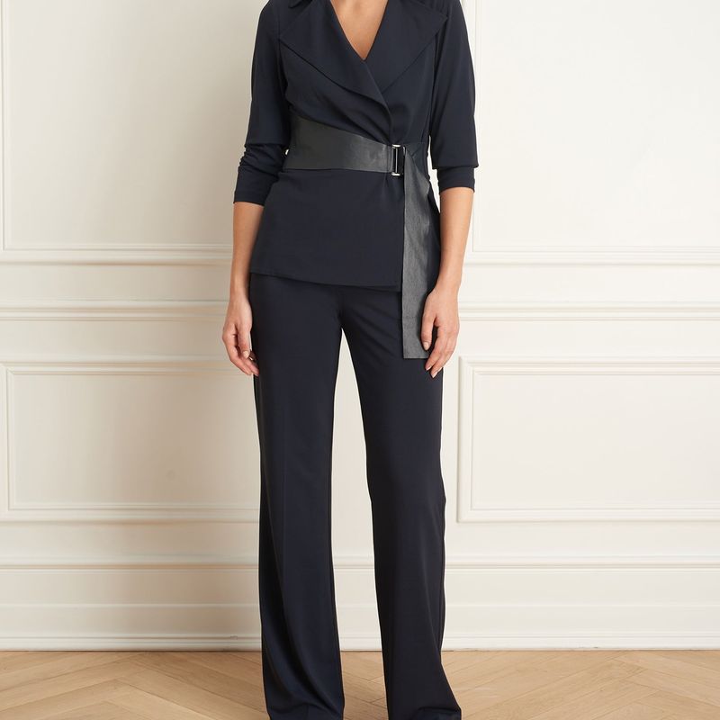 Pantalon en jersey mat avec bande élastique à la taille
