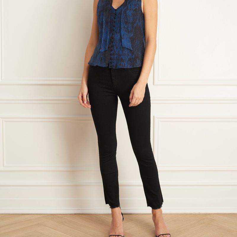 Blouse Imprimée Sans Manche Avec Foulard