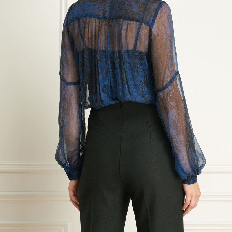 Blouse imprimée à manches bouffantes