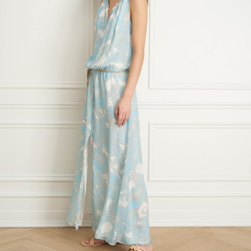 Maxi sleeveless dress wth belt