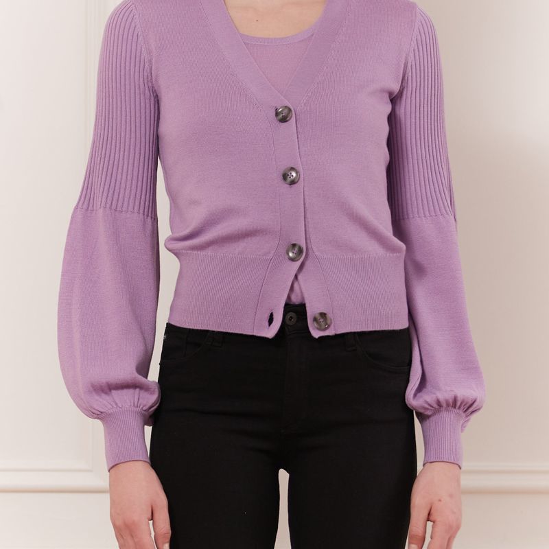 Cardigan court manche demi bouffante