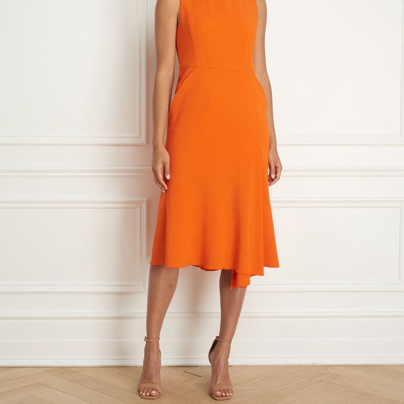 Power dress with cascade slit