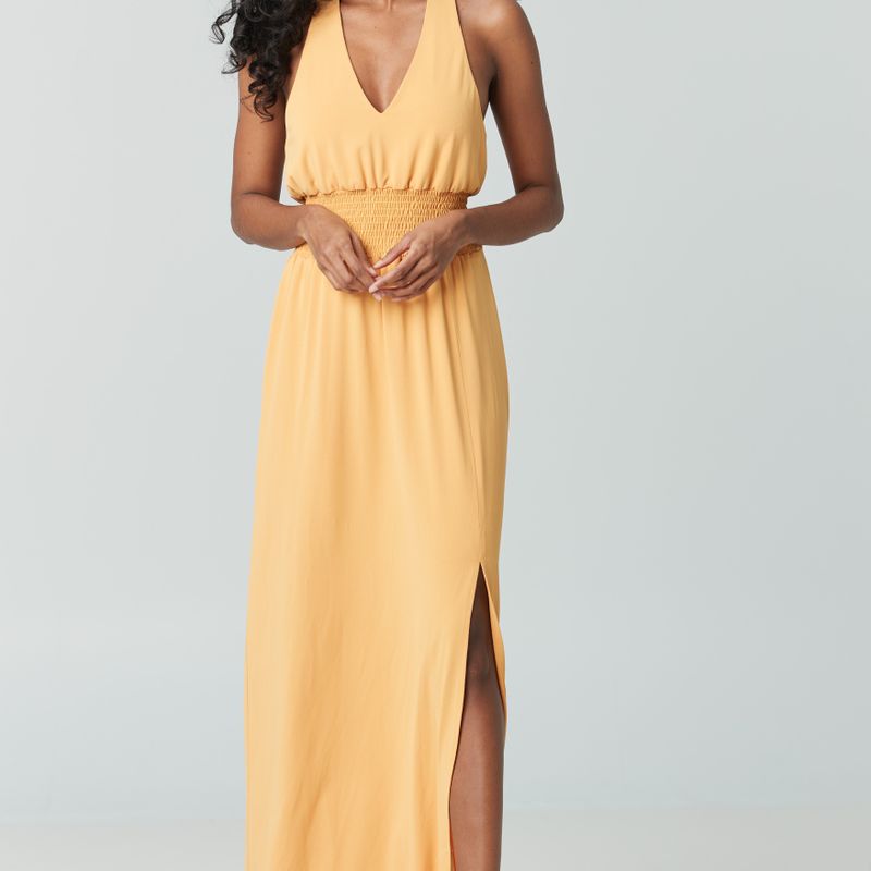 Robe maxi taille froncée