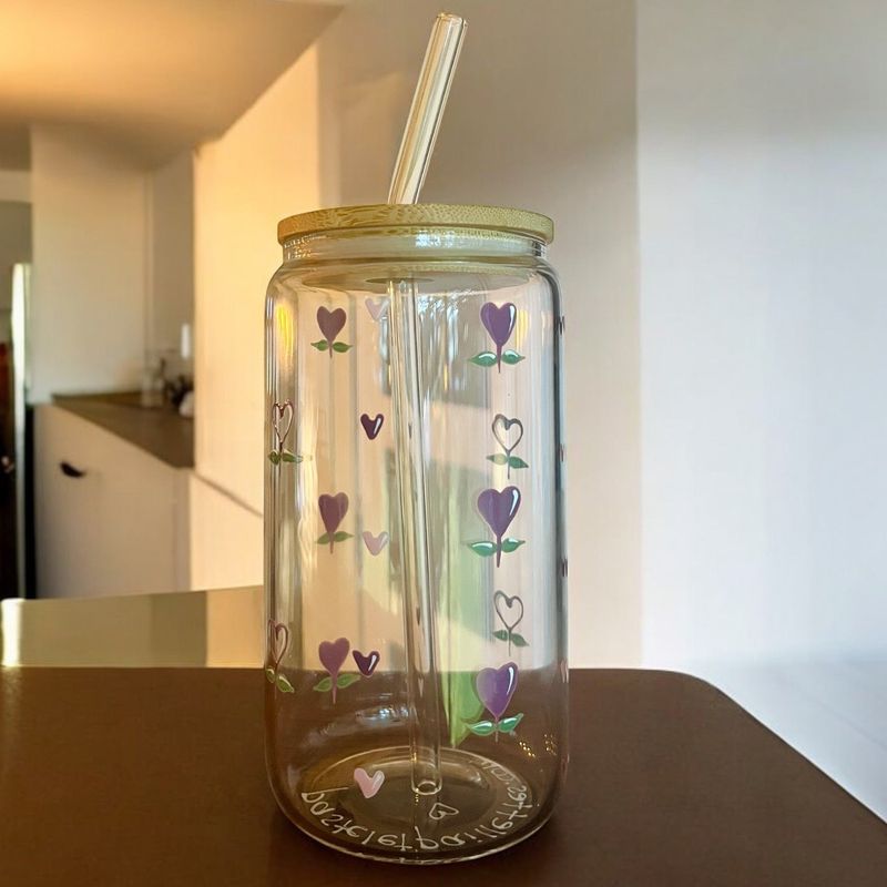 Idées cadeaux: les verres peints à la main Bouquet d'amour