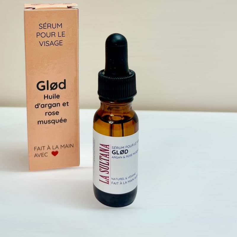 Sérum pour le visage et massage Gua Sha GLØD argan & rose musquée