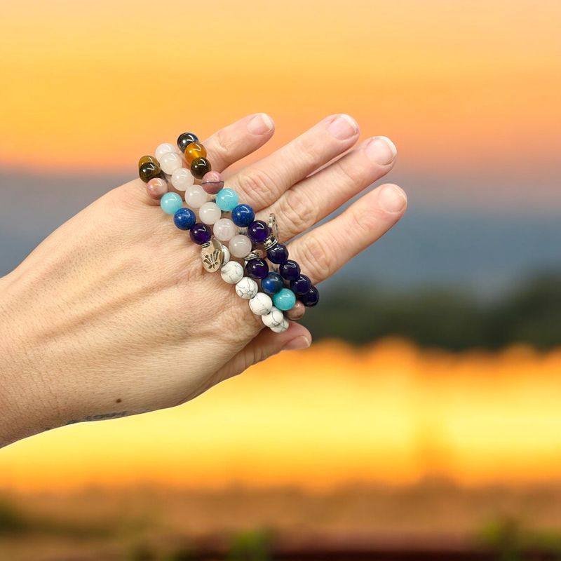 Bracelets (3) mala en améthyste et howlite