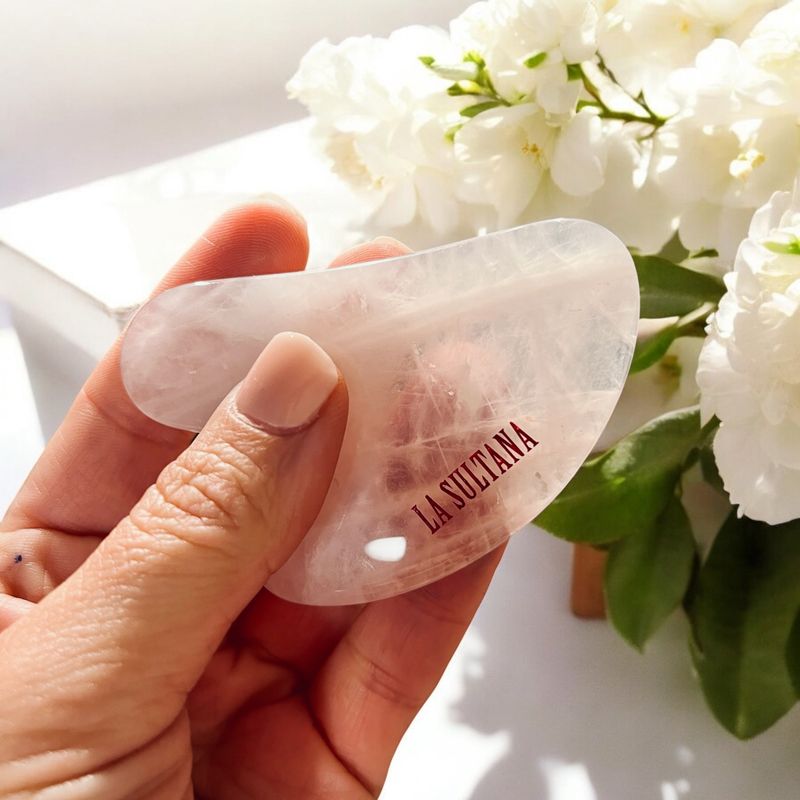 Gua Sha en quartz rose