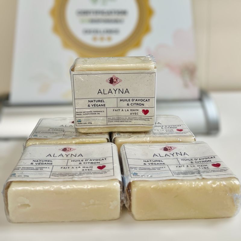 Lot de 5 savons ALAYNA huile d'avocat et citron