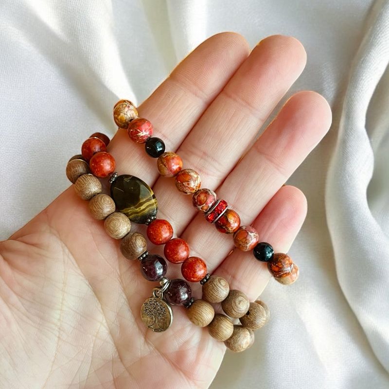 Bracelets (3) mala Régalite Jasper et bois