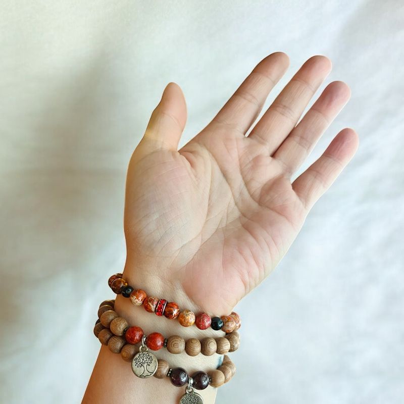 Bracelets (3) mala Régalite Jasper et bois