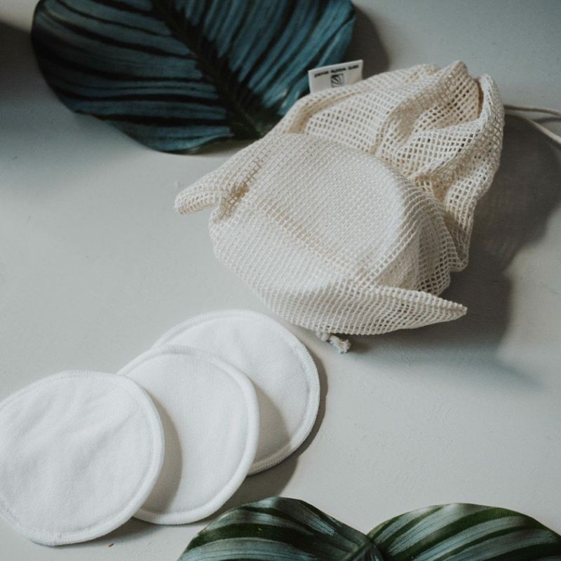 12 tampons démaquillants réutilisables en coton et bambou avec sac de lavage