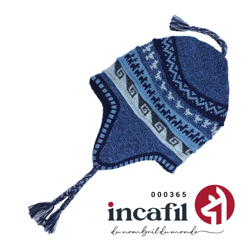 Bonnet péruvien unisexe en Alpaga, doublé avec polaire - Tuque