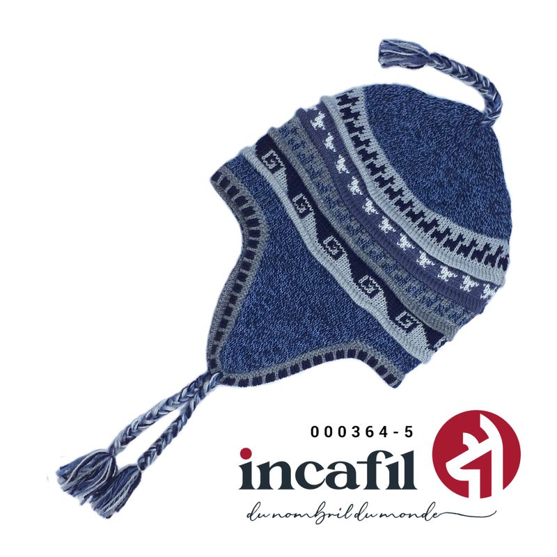 Bonnet péruvien unisexe en Alpaga, doublé avec polaire - Tuque