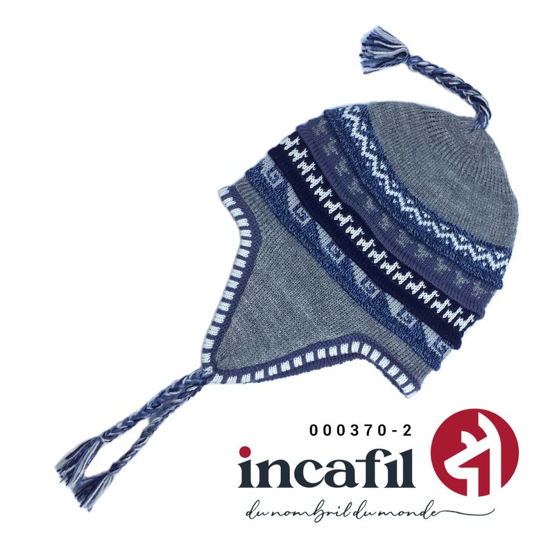 Bonnet péruvien unisexe en Alpaga, doublé avec polaire - Tuque