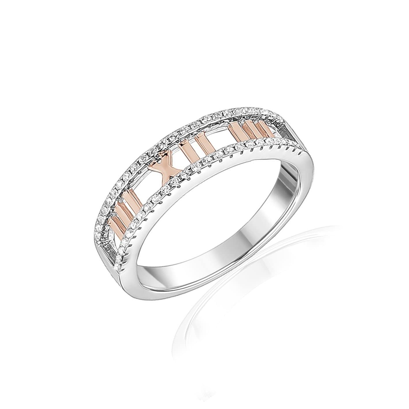 Bague chiffre romain en argent sterling