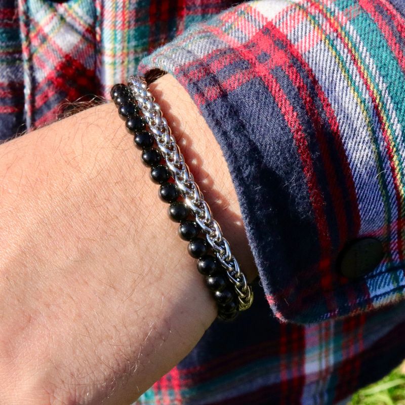 Bracelet Stone en acier et agate