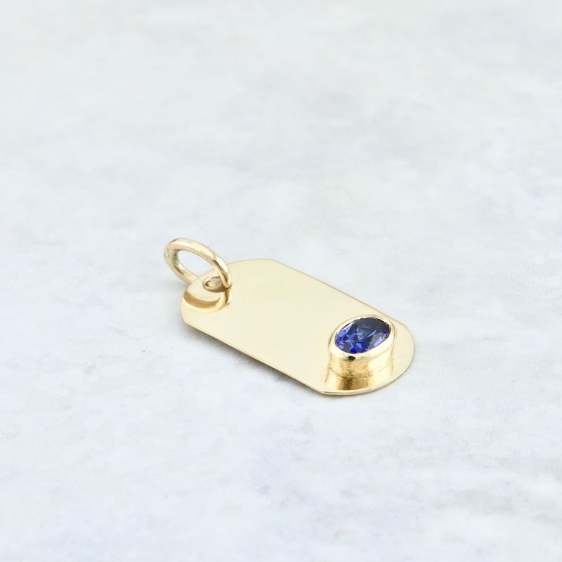 Pendentif Plaque en or 14K - 18K ou platine et Saphir