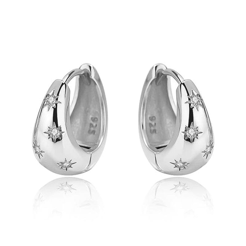 Boucles d'oreilles Huggies Étoiles en argent sterling