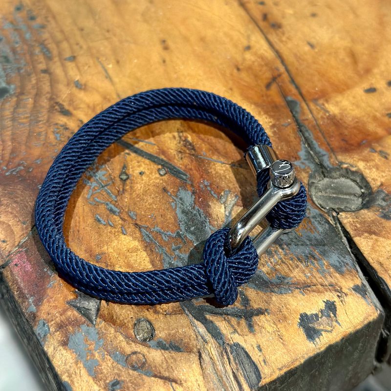 Bracelet Le Nautique en corde bleue et acier